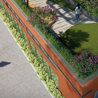 CKPC Heart of Harmony, Kudlu Gate Planted roof terrace seen from above at CKPC Heart of Harmony, developer render